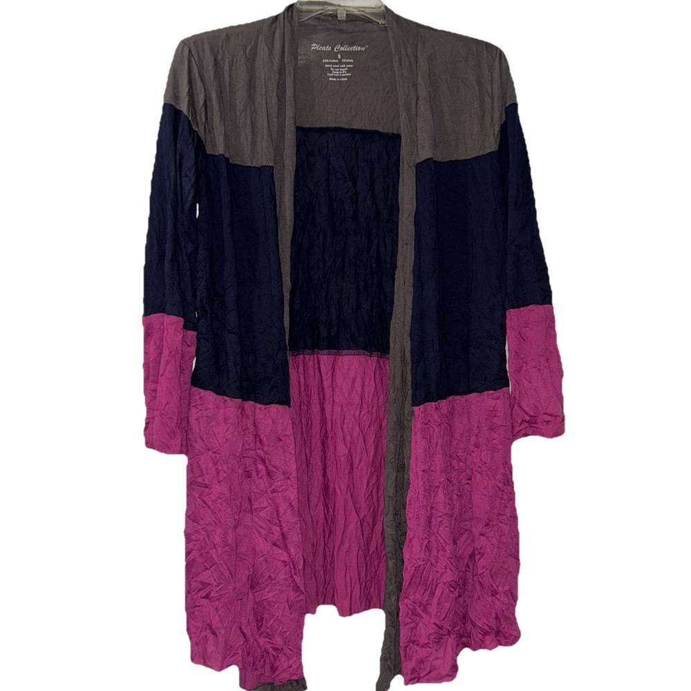 Pleats Collection Color Block Cardigan Women’s Small